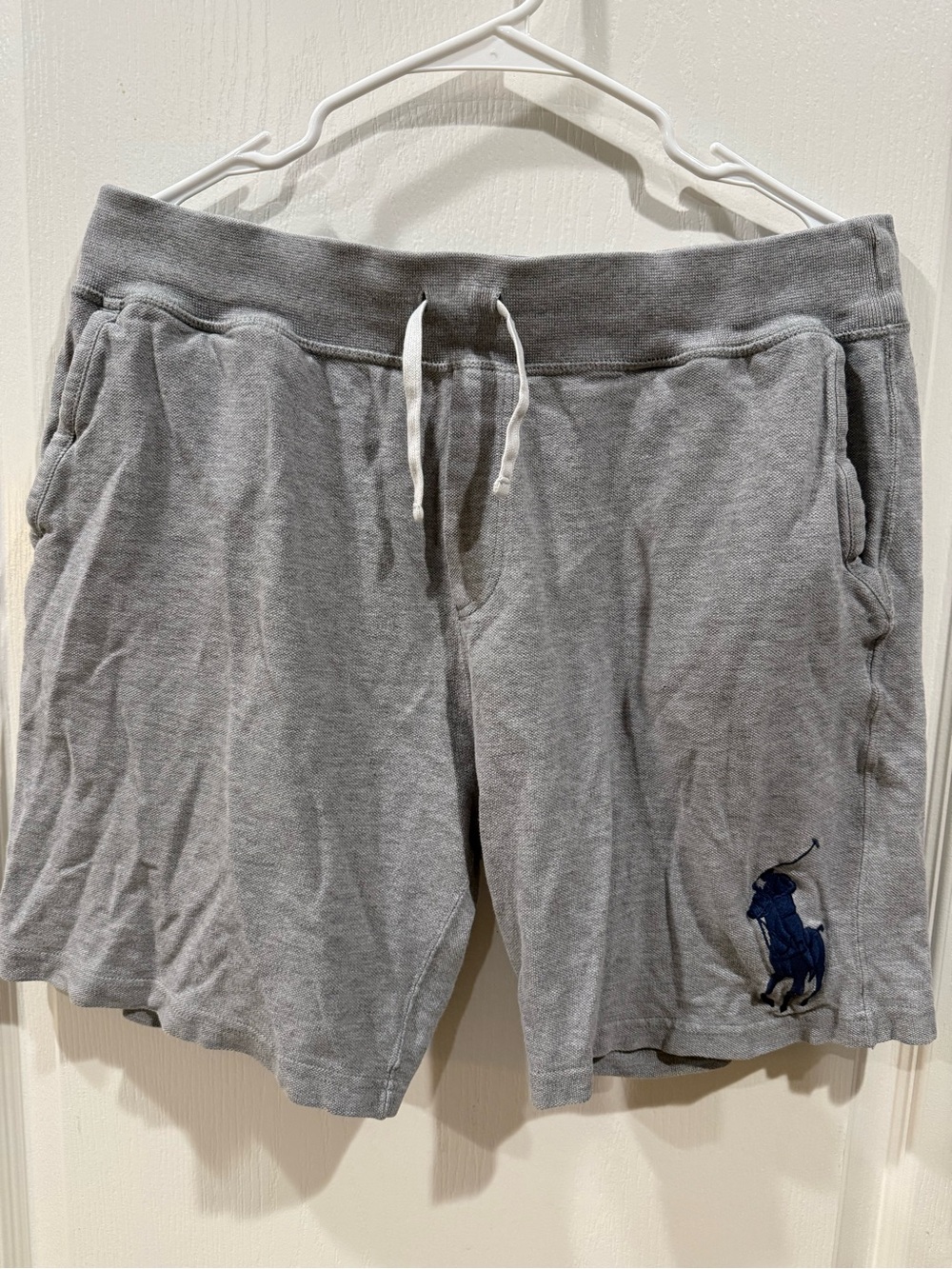 Ralph Lauren Gray Athletic Drawstring Shorts with Navy Pony